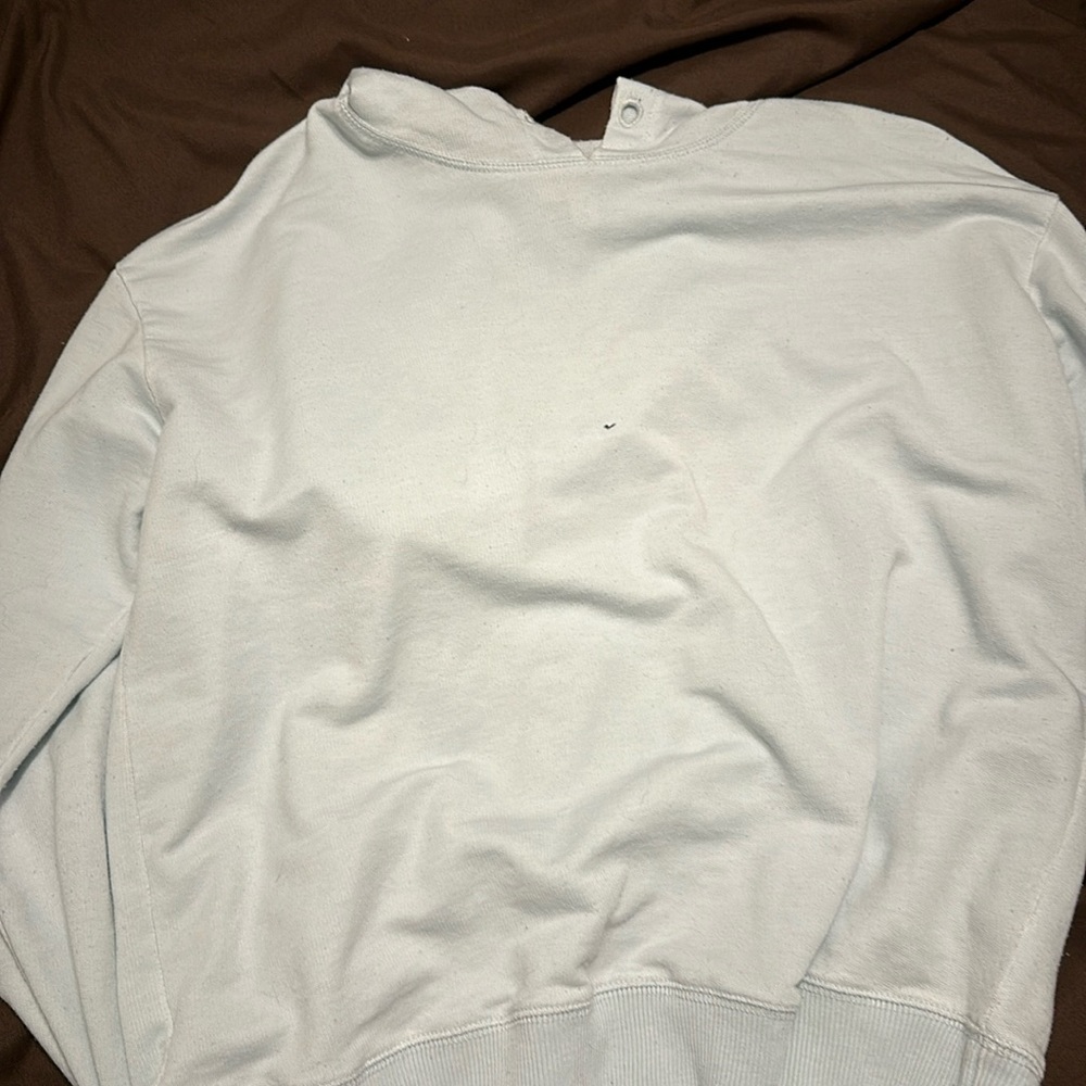 baby blue colored hoodie